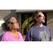 A man and woman looking at the sun while wearing Sun Catcher solar glasses