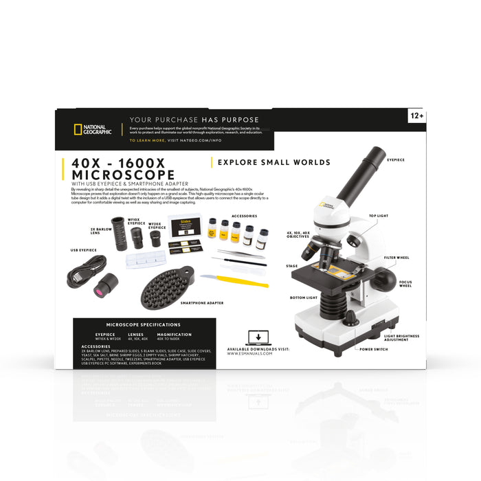 Microscope National Geographic 40X-1600X avec USB Eyepice